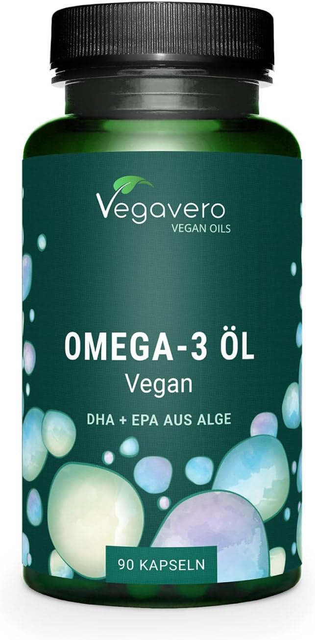Omega 3 VEGAN - 1500 mg Huile d’Algues avec 450 DHA & 225 EPA - 90 Gélules - 100% Naturel et Sans Additifs - Cerveau + Mémoire - Vegavero®