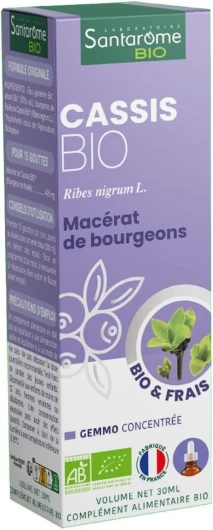 Cassis Bio - Macérat de bourgeons - Bourgeon de Cassis Bio - Bourgeon Frais - Gémmothérapie - Complément alimentaire immunité, antioxydant - Flacon de 30 ml - France 30 ml (Lot de 1) Cassis