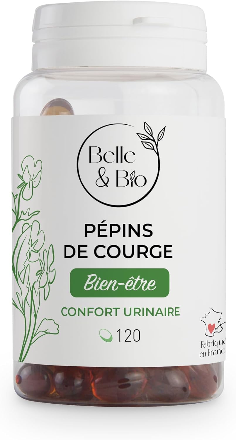 CONFORT URINAIRE MASCULIN - Pépins de courge - 120 capsules - Cure 1 mois - Fabriqué en France Gélatine bovine 75 g (Lot de 1)