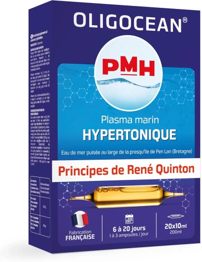 OLIGOCÉAN – PMH Plasma Marin Hypertonique – Principes de Quinton – Fabrication française – 20 ampoules de 10 ml