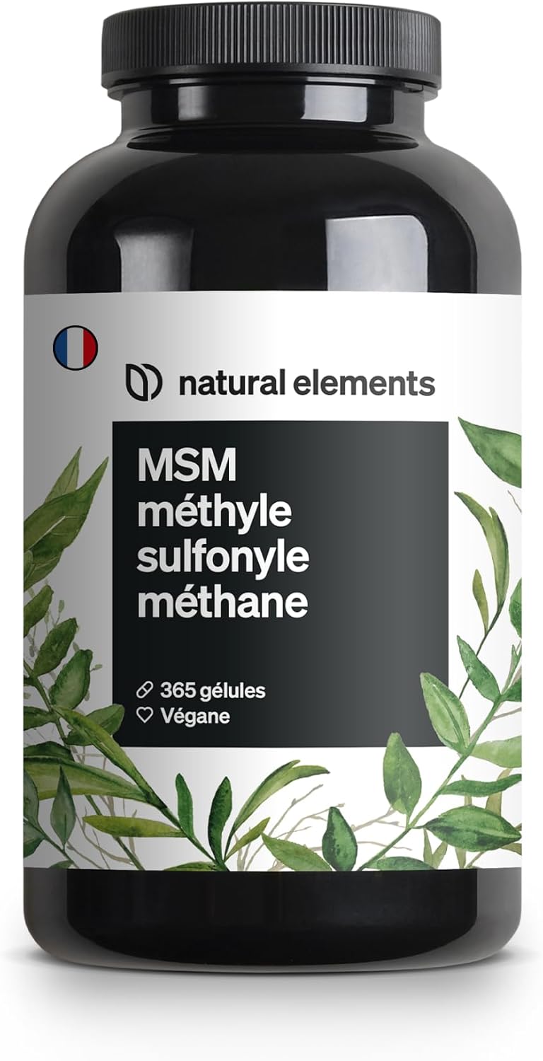 Gélules de MSM - 365 gélules végétaliennes - Testé en laboratoire - 1600mg de poudre de méthylsulfonylméthane (MSM) par dose journalière - Sans stéarate de magnésium, fortement dosé