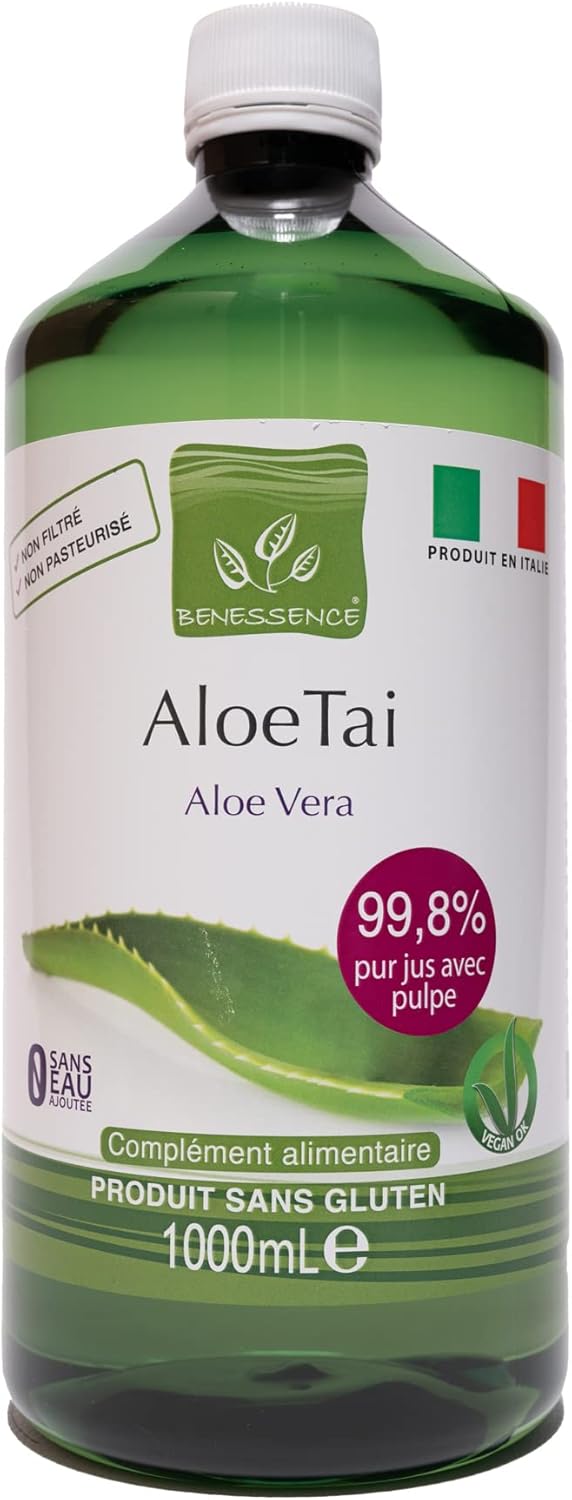 : Jus d'aloès - Jus et Pulpe d'Aloe Vera pur 99,8% , Gel- 1L Aloe Tai 1 l (Lot de 1)