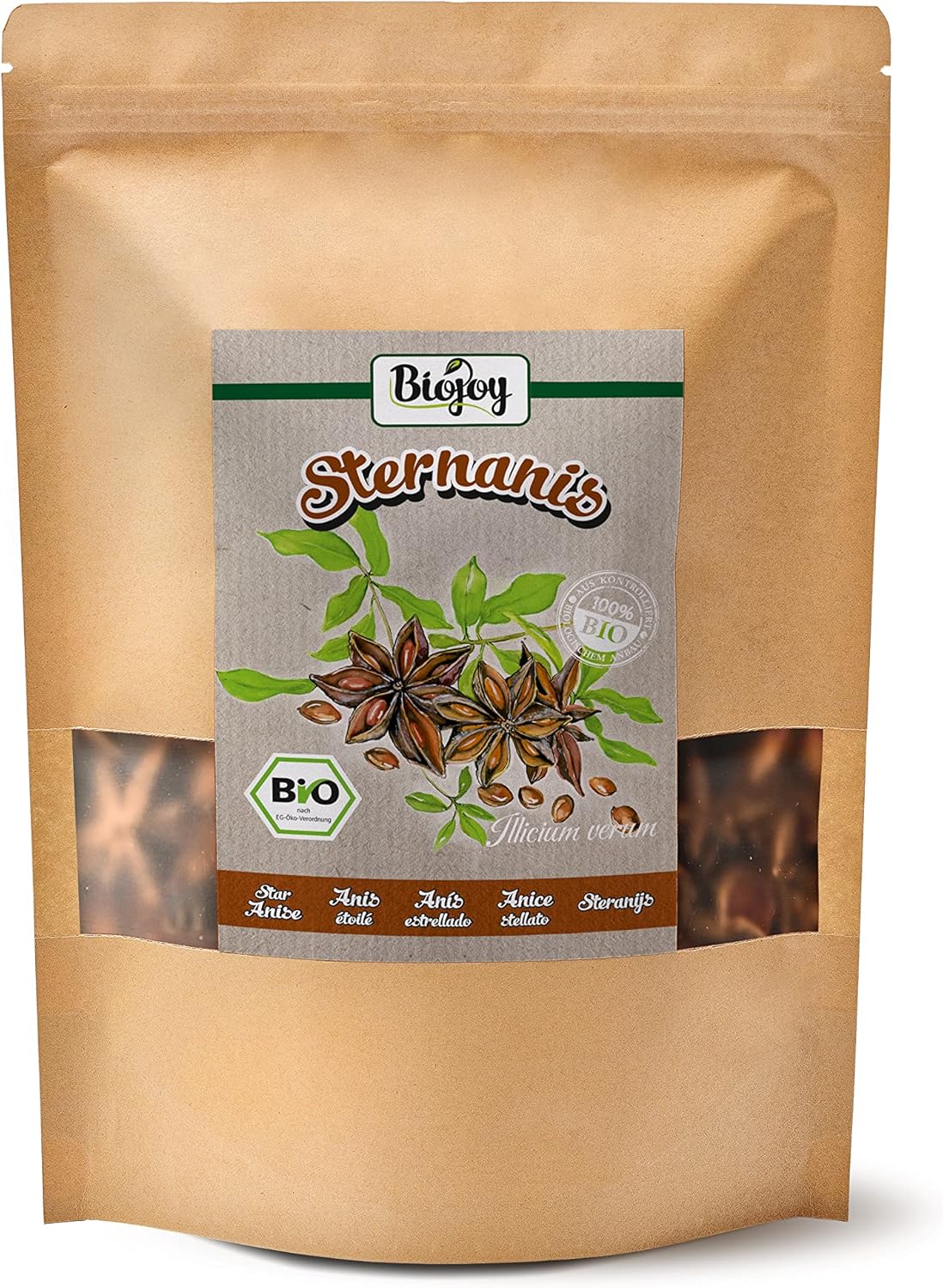 BIO-Anis étoilé entière (250 g), thé d'anis, sans additifs (Illicium verum)