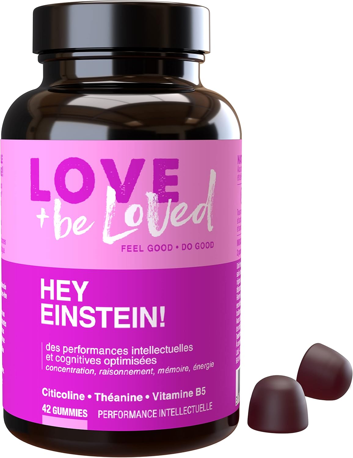 Gummies Performances Intellectuelles “Hey Einstein!” - 42 Gommes Vegan - Complément Alimentaire - Concentration - Mémoire - Raisonnement - Made in France - Love and be Loved 42 Unité (Lot de 1)