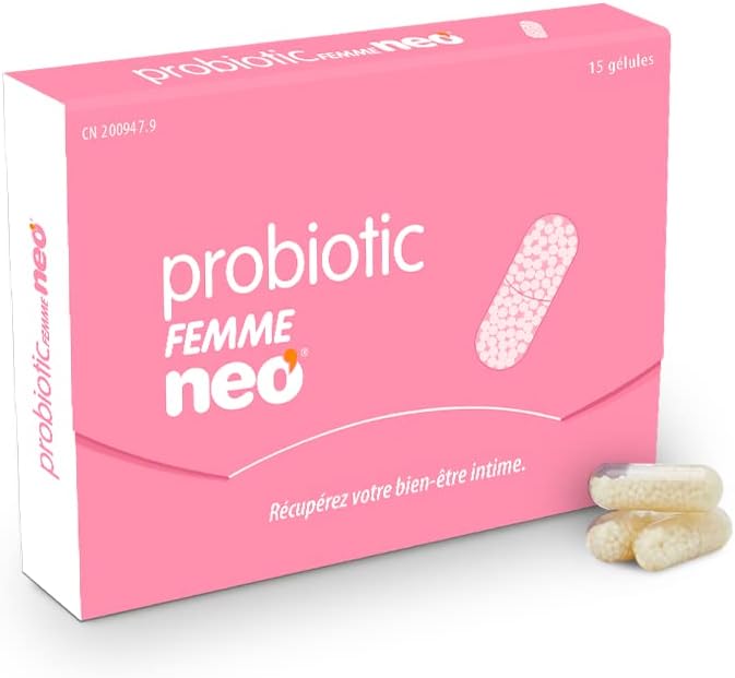 NEO - Probiotique Complex - 15 Capsules - Améliore la Fonction Digestive et Favorise Le Bien-Être Intestinal avec Microgranules de Probiotiques et Prébiotiques Probiotique Femme