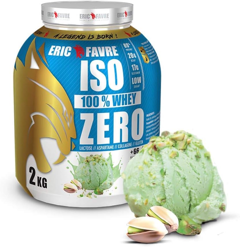 ISO WHEY ZERO 100% Pure Protéine - Pure Whey Protéine Isolate Savoureuse Pour Prise de Masse Musculaire - Assimilable Rapidement - 2 kg - Laboratoire Français Eric Favre (Pistache) Pistache 2 kg (Lot de 1)