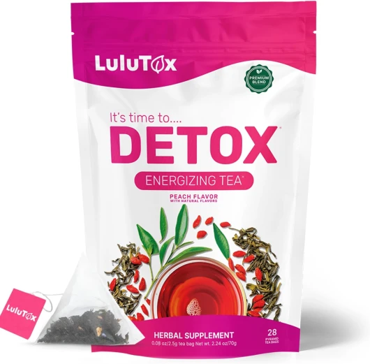 Thé Détox – Mélange de Plantes pour le Bien-être avec Pissenlit, Ginseng et Gingembre – Infusion pour Ballonnements, Ménopause, Gestion du Poids et Vitalité – 28 Sachets Paquet de 1 (28 unités)