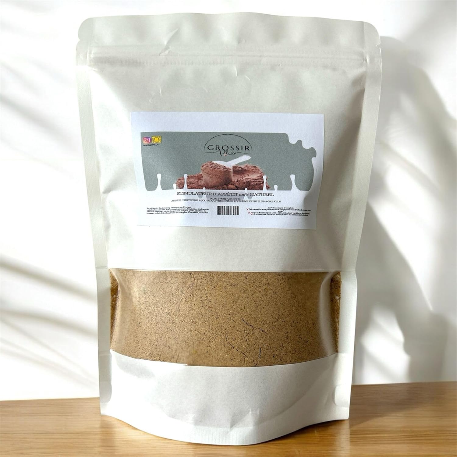 GROSSIR PLUS - Complément Prise de Poids Naturel - Gainer Hypercalorique avec Protéine Végétale, Cacahuète, Amande, Fenugrec - Augmentation Rapide de la Masse - Sachet 500g, Khalta Sahrawya