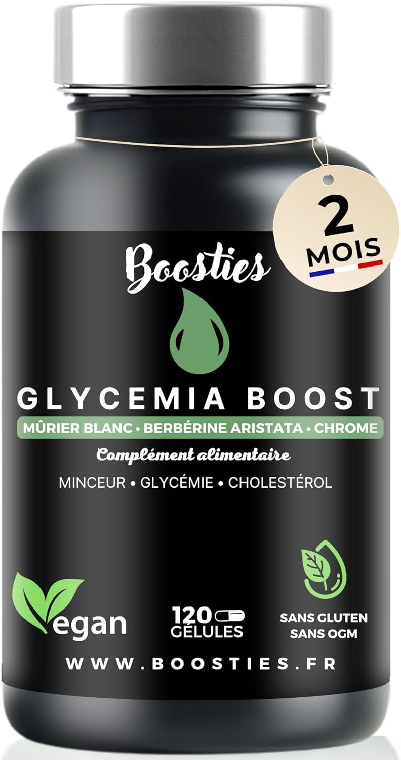 Glycemia Boost – Berbérine + Mûrier Blanc + Chrome – Régule la Glycémie & Réduit l’Excès de Sucre - Cholestréolémie – 120 Gélules Vegan