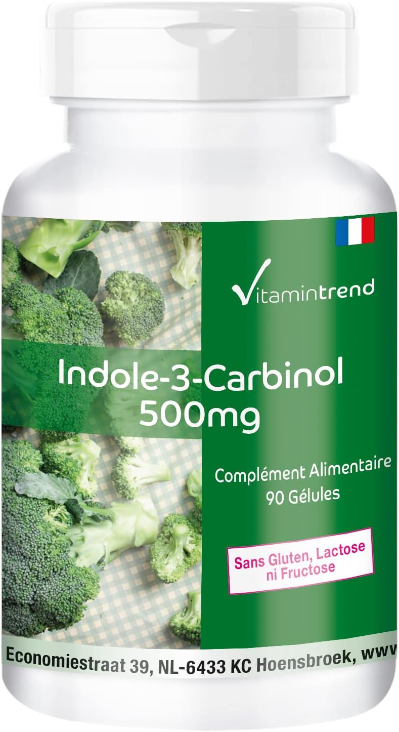 Indol-3-Carbinol 500mg - 90 gélules - Avec poudre de Brocoli Complémentaire - Végan - Vitamintrend®