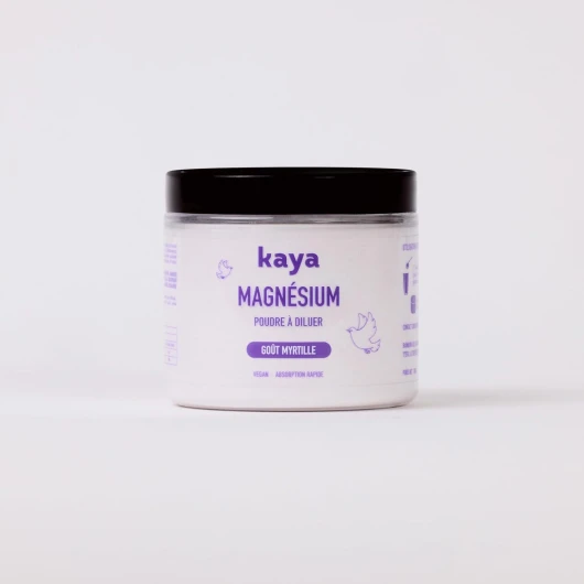 Kaya Magnésium en Poudre à diluer, goût Myrtille, sans sucres, 100g - Anti-stress et anti-fatigue - Vegan