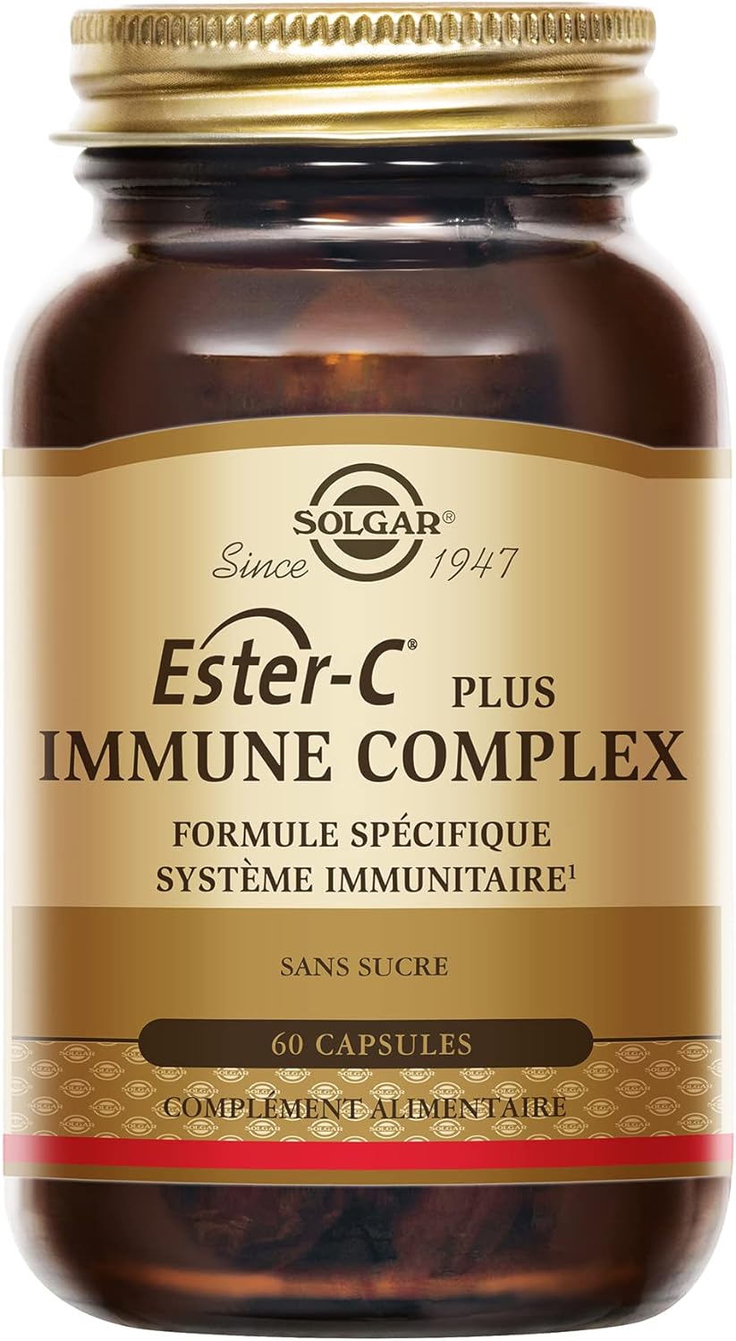 Ester-C® Plus Immune Complex - Défenses Immunitaires, Formule complète et Spécifique Système Immunitaire - Immunité, Vitamines, Zinc, Magnésium - Complément Alimentaire - Flacon de 60 capsules