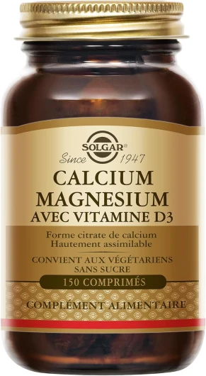 Calcium Magnésium Vitamine D3 - Os et Muscles - Fonction musculaire - Trio essentiel pour les os - Santé des os - Complément Alimentaire - Flacon de 150 comprimés