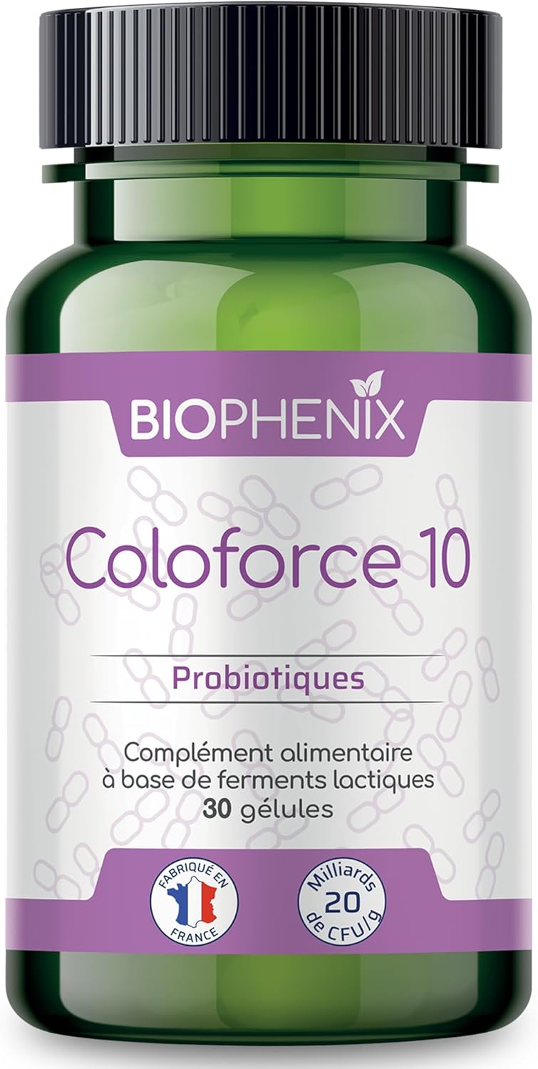 Coloforce 10 - Probiotiques - 30 Gélules - Complément Alimentaire à Base de Ferments Lactiques - 10 Milliards de CFU (Unités Formant Colonies) par Gélule - 6 Souches de Bactéries