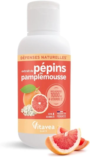 Vitavea - Extrait de Pépins de Pamplemousse Epp + Vitamine C : Défenses Naturelles, 50 ml, Concentré en Bioflavonoïdes