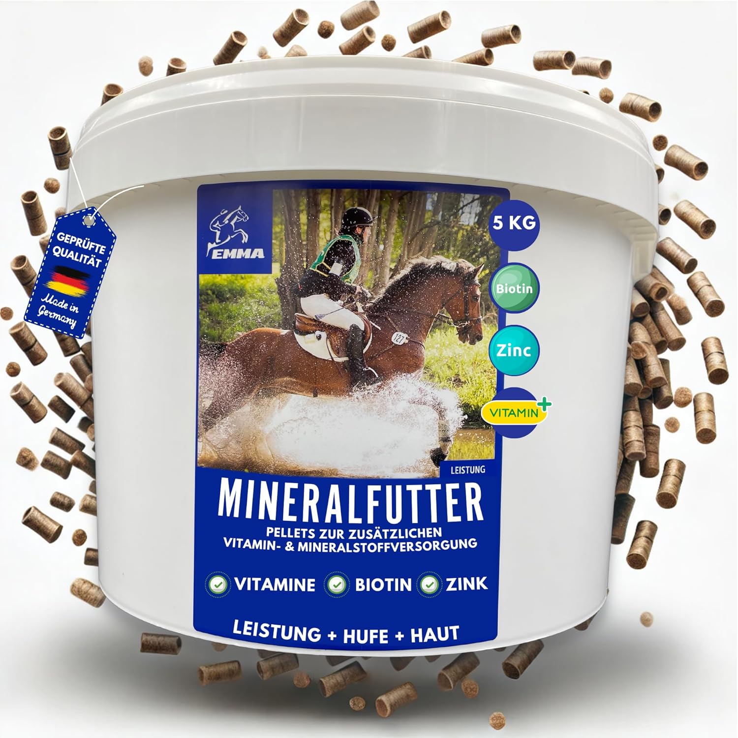 Aliments minéraux pour Chevaux I Biotine avec Sélénium et Zinc I Complément Alimentaire de Vitamine I multivitamines et minéraux I Sélénium Vitamine D A C B12 I Magnésium Cheval Vitamine E Cheval 5Kg