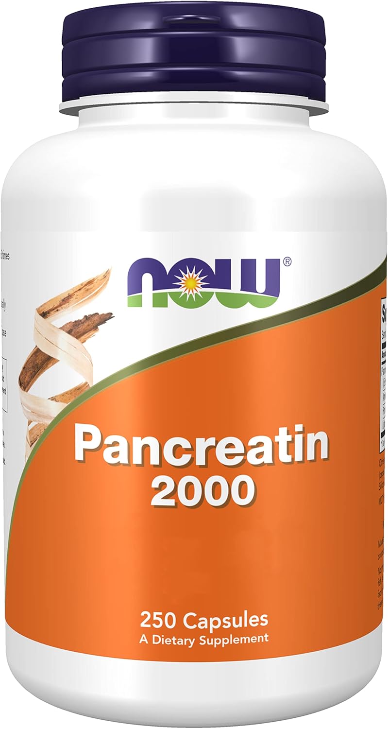 Foods, Pancreatin 2000, 200 mg, 250 Capsules, Mélange d'Enzymes, Sans Gluten, Sans Soja, sans OGM