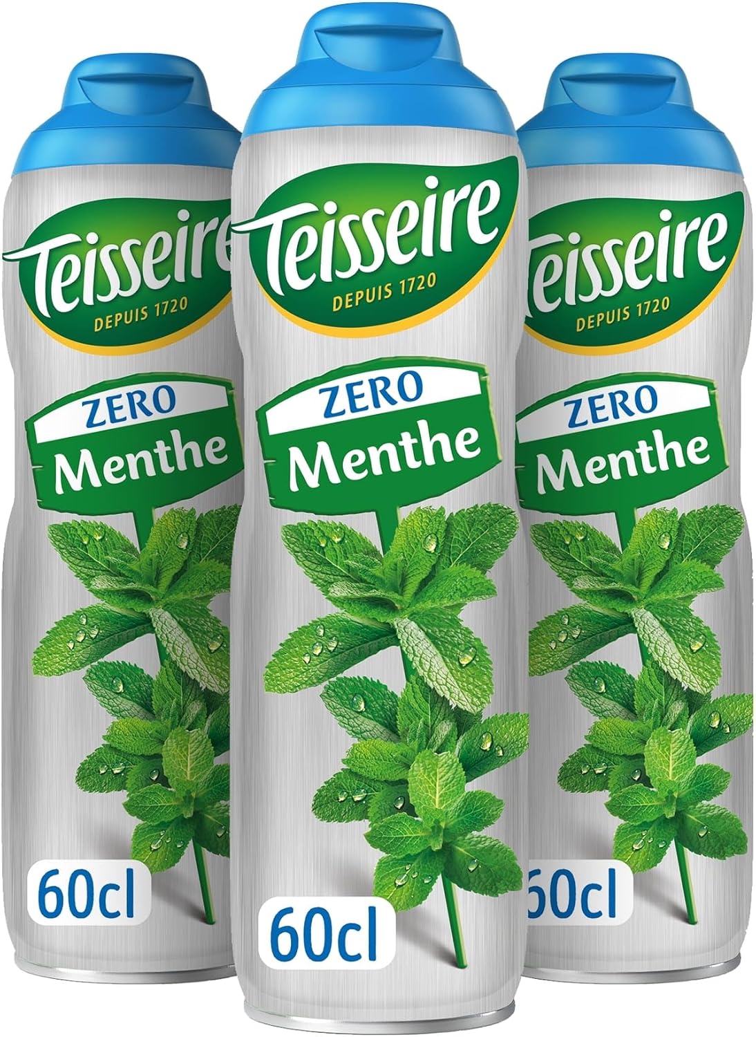 Pack de 3 sirops Teisseire 0% de sucre menthe verte - 3 x 60 cl