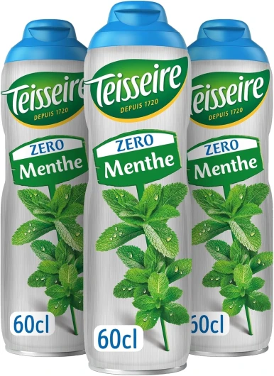 Pack de 3 sirops Teisseire 0% de sucre menthe verte - 3 x 60 cl