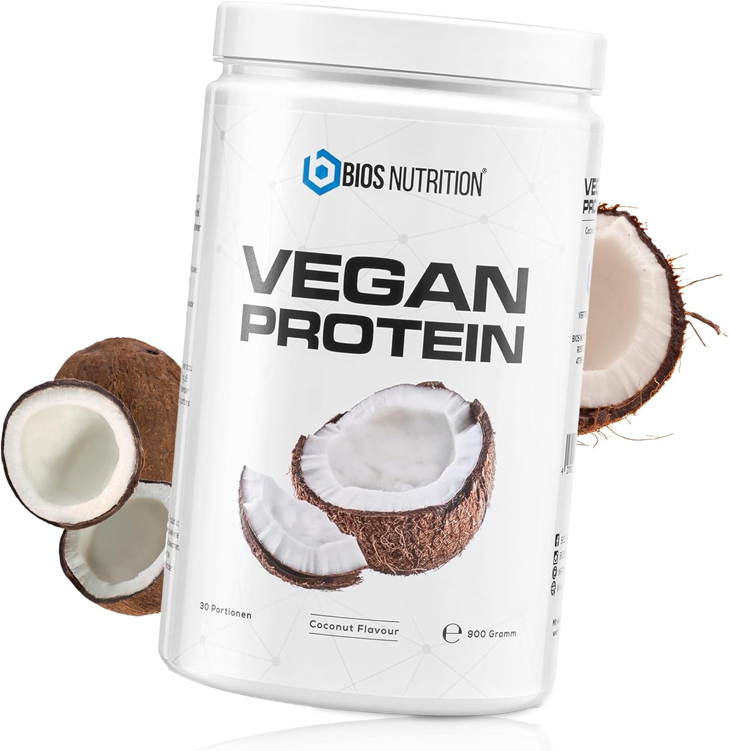 Vegan Protein NOIX DE COCO 900gr - Poudre de protéine végétalienne - Goût naturellement délicieux - Protéine végétale sans lactose & sans soja - BIOS Nutrition (Fabriqué en Allemagne) Noix de coco 900 g (paquet de 1)