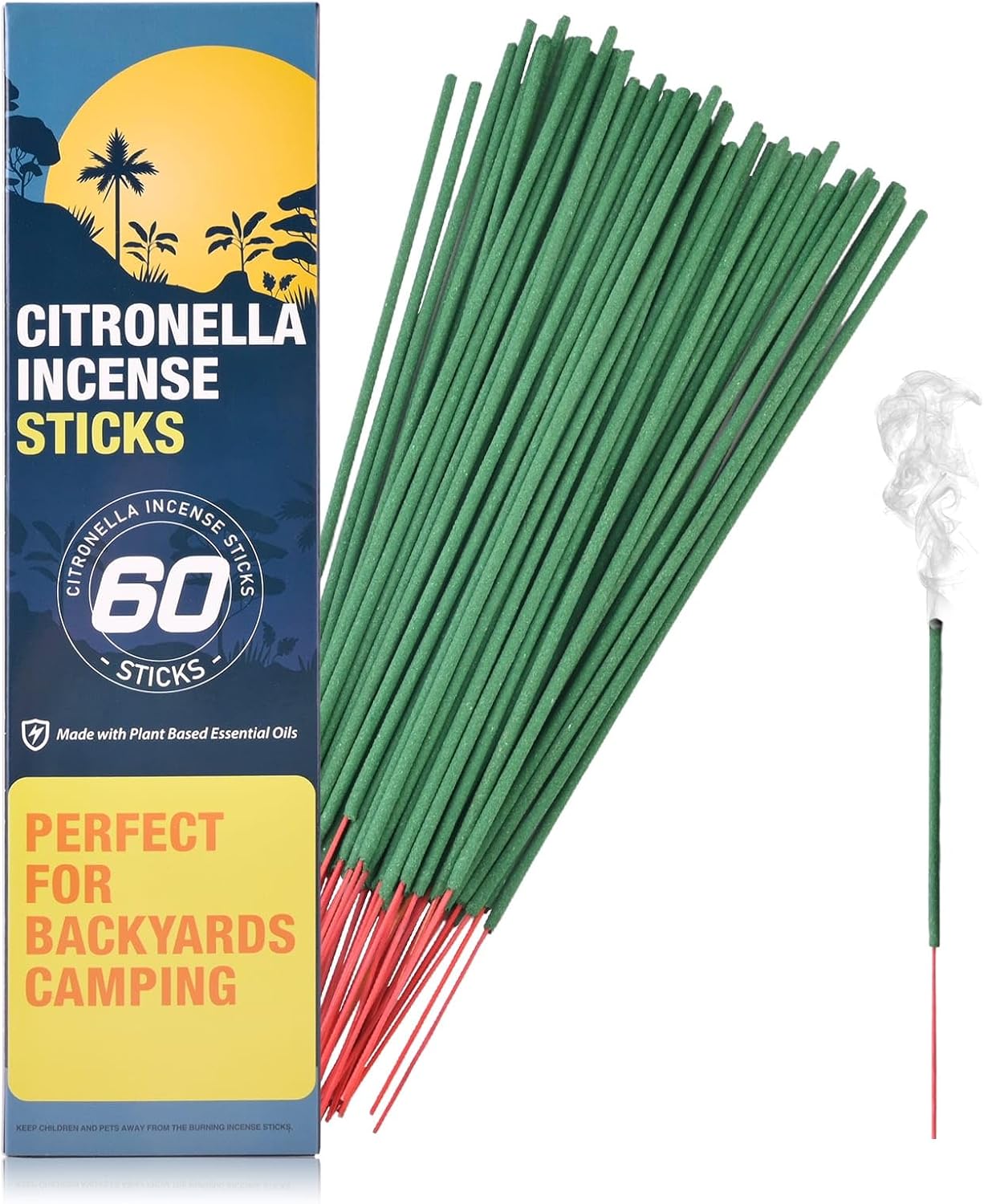 Bâtons d'Encens à la Citronnelle - 60 bâtons par boîte - Bâtons d'encens Citronnelle pour Le Patio, Le Camping, l'extérieur, etc Citronnelle 60 Bâtons
