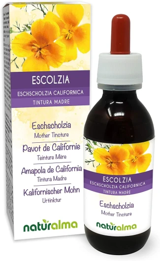 Pavot de Californie (Eschscholzia californica) herbe Teinture Mère sans alcool Naturalma - Extrait liquide gouttes 120 ml - Complément alimentaire - Végétalien ou végan Sans alcool 120 ml (Lot de 1)