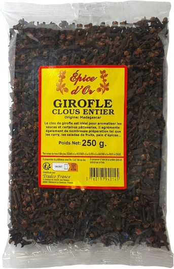 Clous de Girofle Entier 250g Lot de 1 - Epice d'Or, Qualité Supérieure, Saveur Intense, Authentique et Naturel, Sans Colorant, Sans Additifs Ni Conservateurs - 250 Grammes