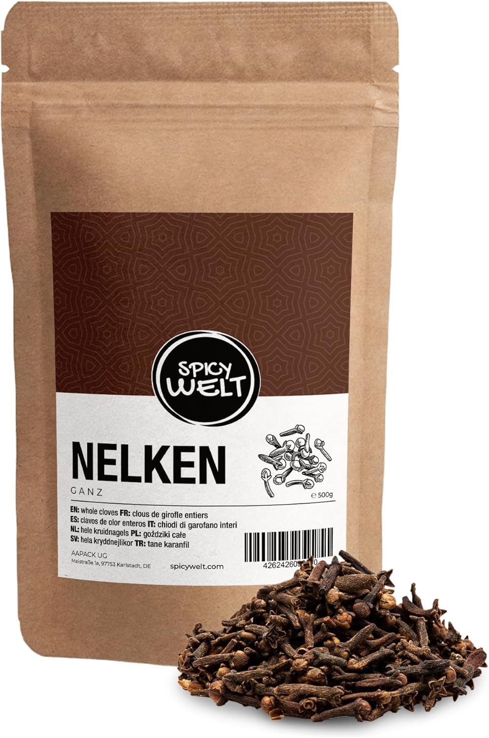 Spicy Welt Clous de Girofle Entiers (500g) – Girofle en Clous Sélectionné - Pour Pain d'Épices & Bouillons, Infuser - Puissant, Chaud & Aromatique - 100% Naturel, Sans Additifs