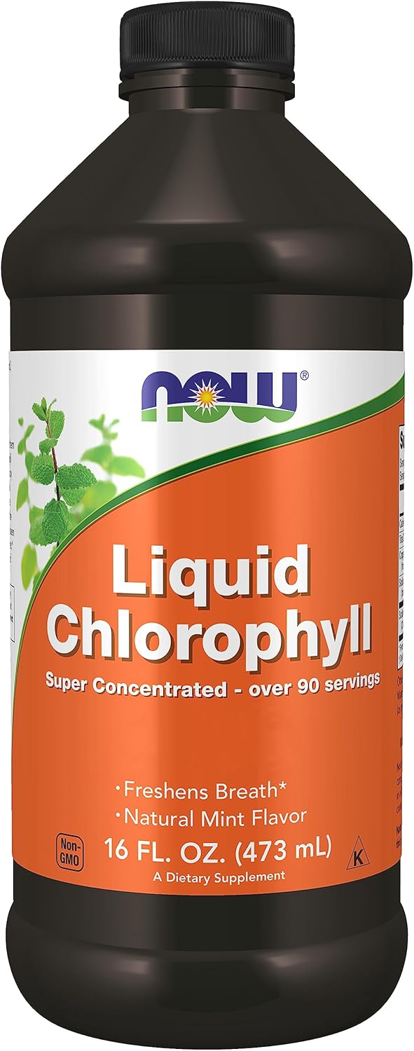 Foods, Liquid Chlorophyll, Saveur Menthe, 473 ml de Chlorophylle Liquide végétalienne, Testé en Laboratoire, Sans Gluten, Sans Soja, Végétarien, Chlorophylle bio