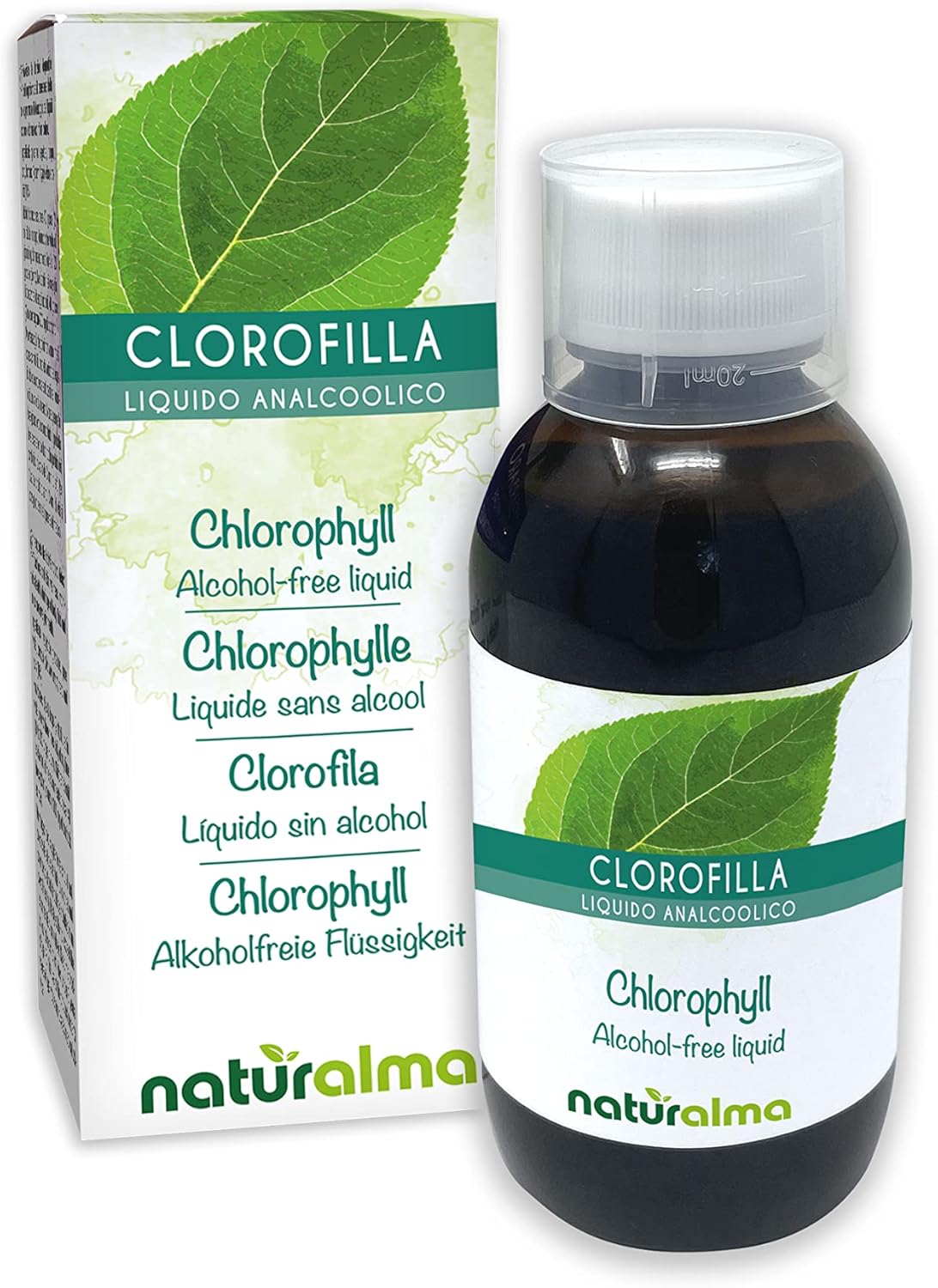 Chlorophylle Naturalma - Liquide sans alcool 200 ml - Complément alimentaire - Végétalien et 100% naturel Sans alcool 200 ml (Lot de 1)