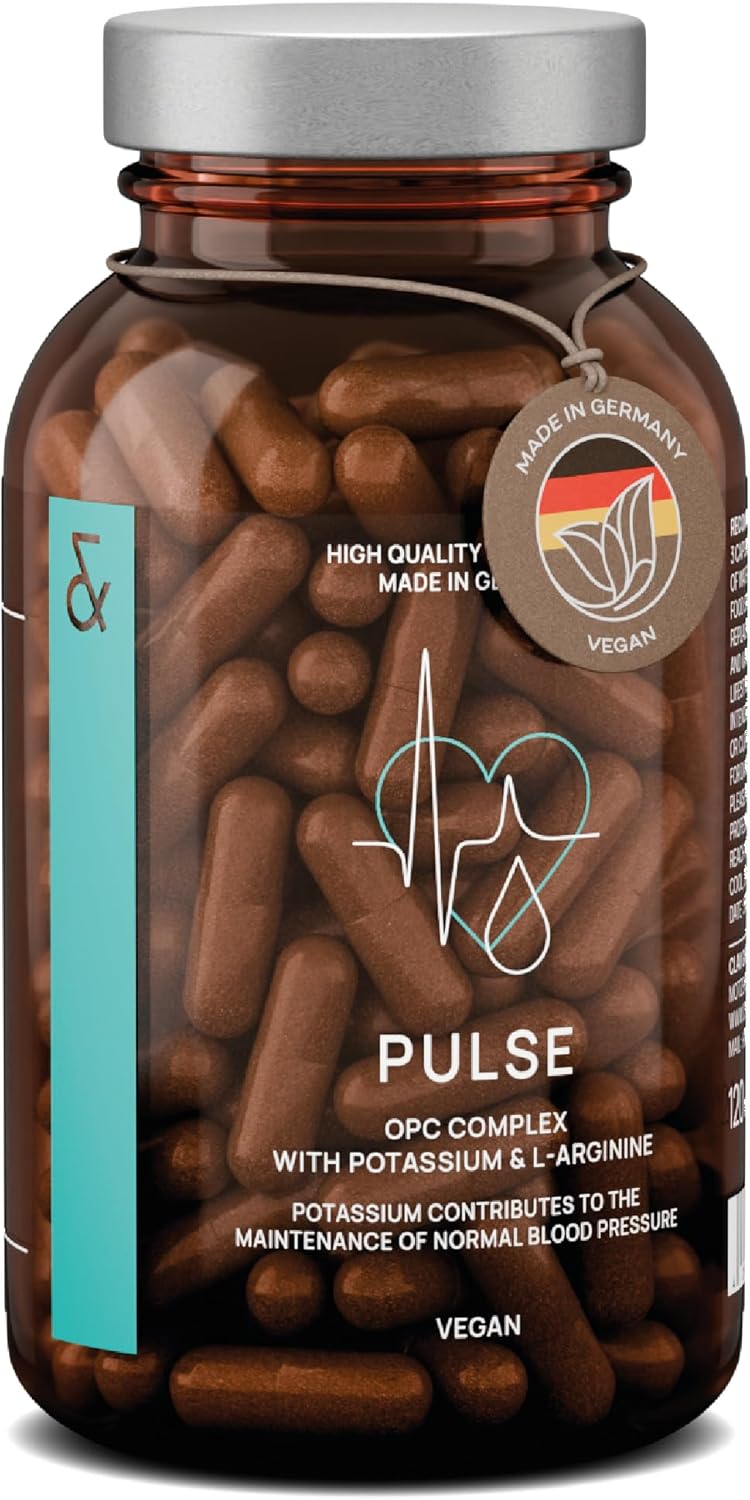 OPC Complexe - Cardio Tonus - Extrait de pépins de raisin avec 650mg d'OPC par dose, L Arginine, Ail noir & Potassium pour la tension arterielle - 120 Gelules