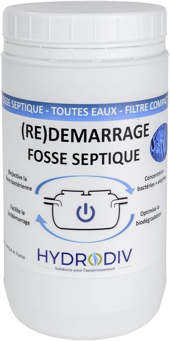 Activateur Fosse Septique - Démarrage Redémarrage - Fosse Septique Toutes Eaux Et Filtre Compact - Anti-Odeurs - Bactéries Et Enzymes - Fabriqué en France - Monodose 1kg