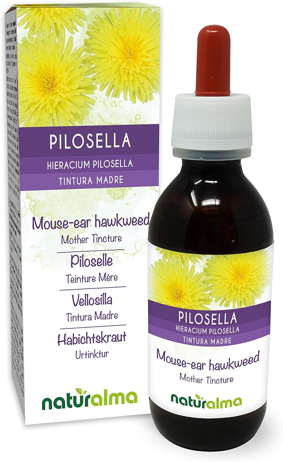 Piloselle (Hieracium pilosella) herbe Teinture Mère sans alcool Naturalma - Extrait liquide gouttes 120 ml - Complément alimentaire - Végétalien ou végan Sans alcool 120 ml (Lot de 1)