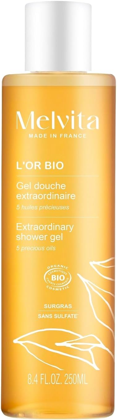 , Gel Douche Extraordinaire L'Or Bio 150 ml, Nettoie la Peau en Douceur, Sans Sulfate, Aux 5 Huiles Précieuses, Oméga 3, 6, 9, Certifié Bio, Naturel à 99%, Vegan, Fabriqué en France