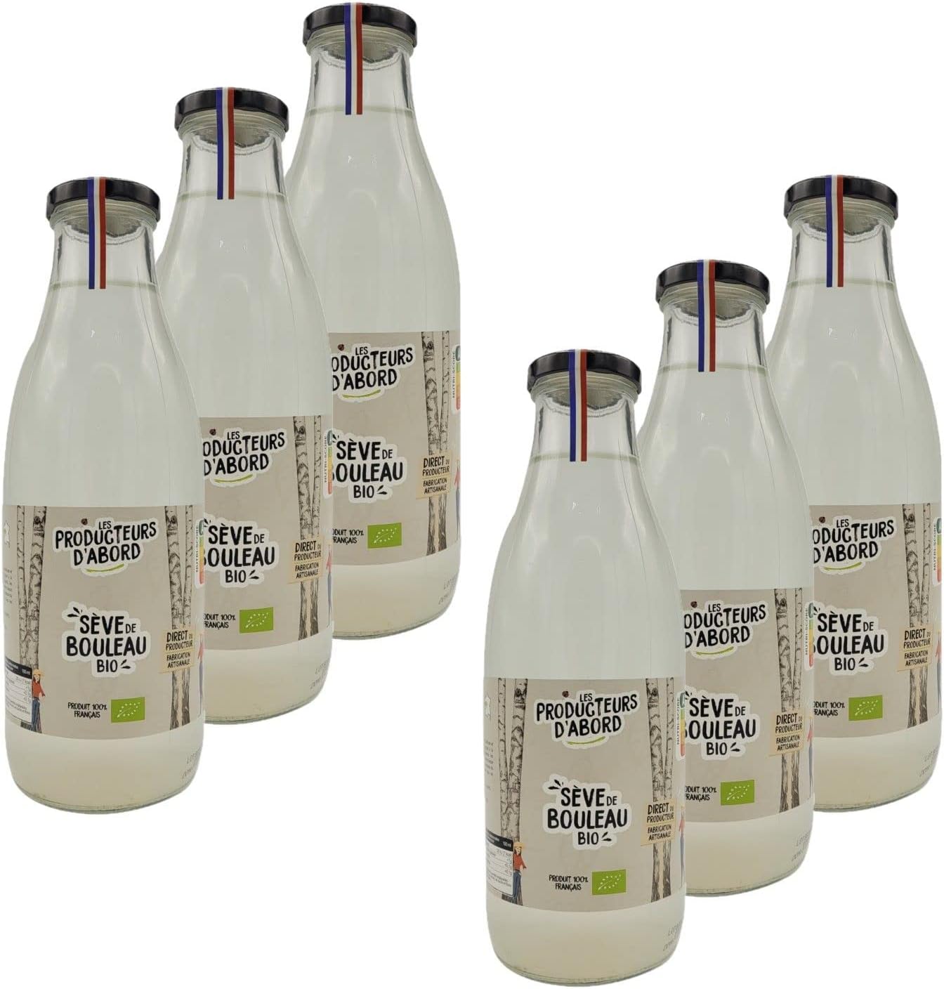 Lot 6x Sève de bouleau BIO - Boisson détox 100% naturelle - France - Bouteille 1L 1 l (Lot de 6)