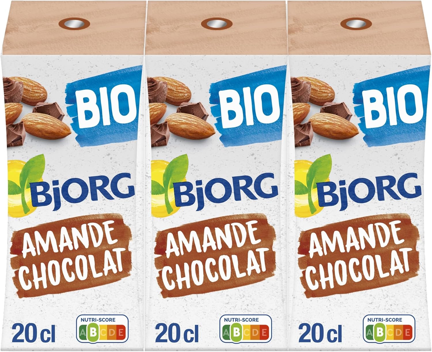 Lait d'Amande Chocolat - Source de Calcium - 100 % Végétal - Pauvre en Acides Gras Saturés - Bio - 3 Mini Briques de 20cl