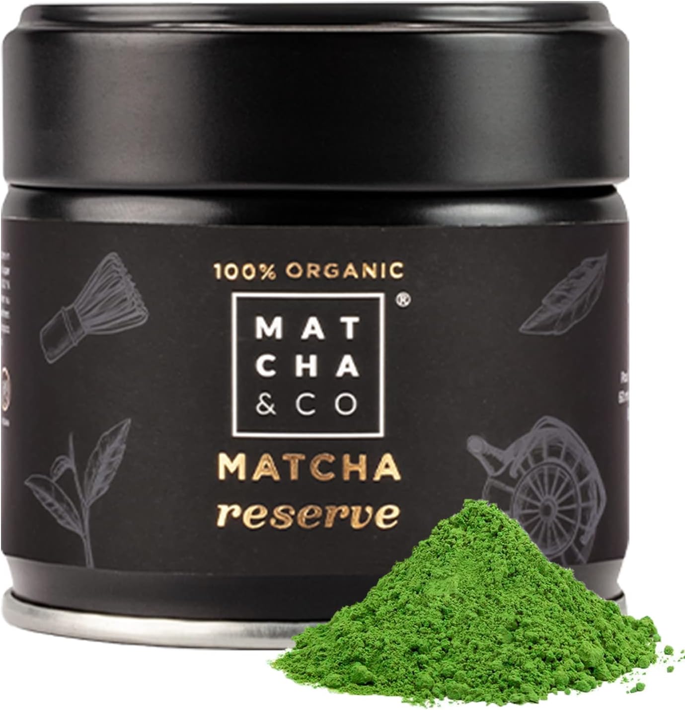 Thé Matcha Reserve 100% biologique 30 g [Ceremonial Reserve] - Poudre de thé vert biologique du Japon - Thé matcha de qualité Ceremonial Reserve - Thé vert Matcha Reserve 100% naturel 30 g (Lot de 1)