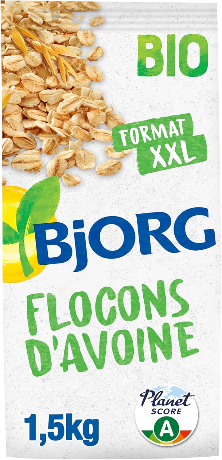 Céréales Bio Flocons d'Avoine Complètes - Aux Céréales Complètes - Riche en Fibres - Sans Sucres Ajoutés - Format RHD - Sachet de 1500 g Céréales Complètes (1500 Gr)