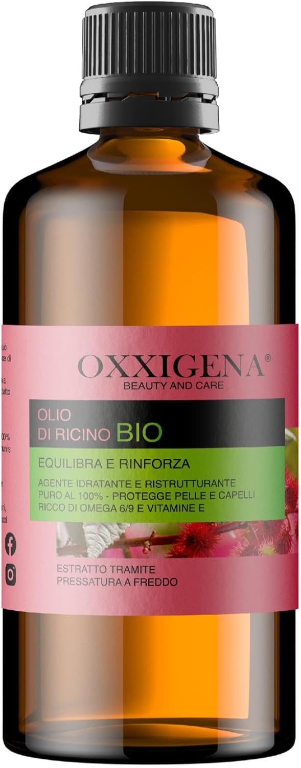 Huile de Ricin Biologique Vierge Pure 100% - 1 L - Pressé à Froid - Équilibre et Renforce - Nourrissant et Hydratant pour la Peau et les Cheveux - Végétalien, sans OGM BIO 1 LT