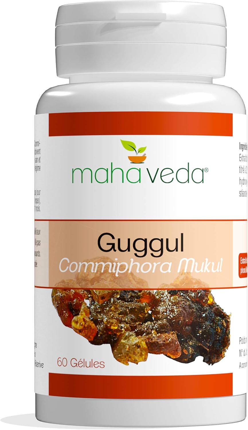 GUGGUL - Extrait de Guggul titré en guggulstérones 2,5% - Cholestérol et Fonction Cardiaque - Complément Alimentaire Vegan - Dosage renforcé à 450 mg - 60 gélules Unique