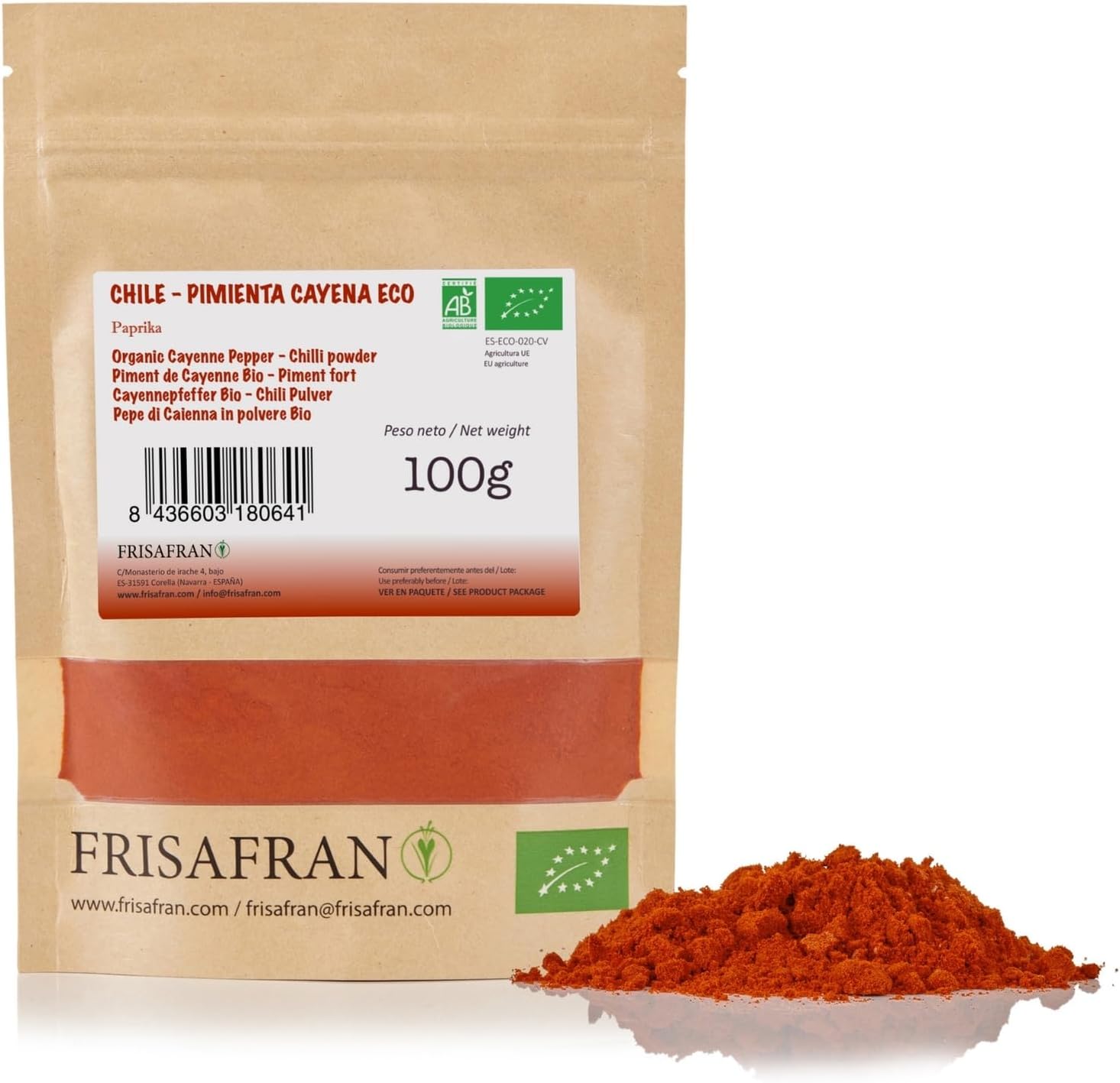 Piment de Cayenne en Poudre Bio 100g - Piment de Cayenne moulu - cayenne moulu - piquant - Piment Cayenne - Cayenne Pepper - Cayenne - Poivre Cayenne - sans additifs - récolter du poivre 100 g (Lot de 1)
