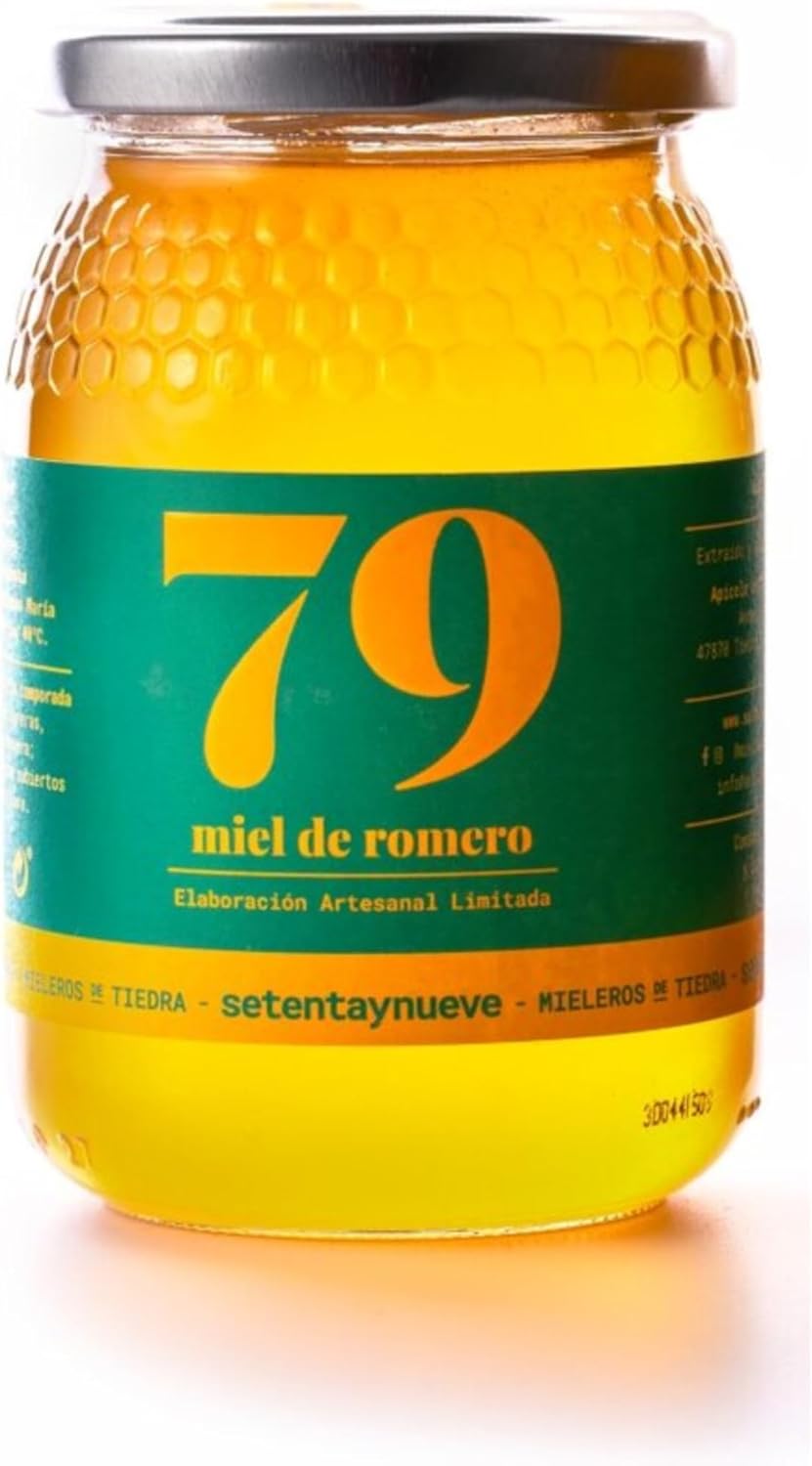 79 Setentaynueve - Miel de Romarin 100% Naturelle - Miel Crue et Non Pasteurisée - Couleur Ambre Clair et Arôme Frais - Saveur Douce et Fruité - Production Artisanale Espagnole (500g) Romarin 500 g (Lot de 1)