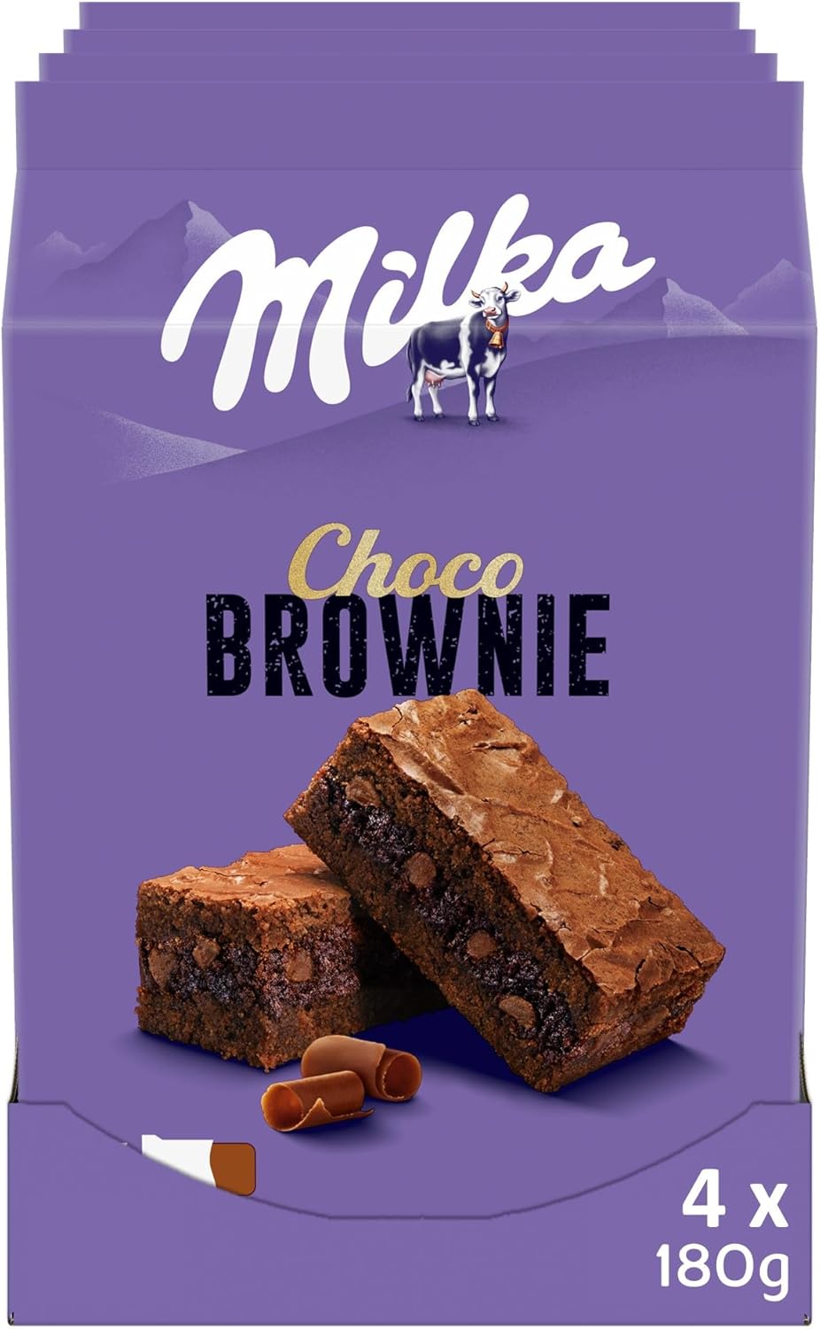 4 Paquets de 6 Sachets Choco Brownie - Gâteau Moelleux Chocolat au Lait Milka et Pépites de Chocolat - Lot Gâteaux Individuels - Format Familial Pratique - Goûter des Enfants - Lot de 4x180g Petit Format