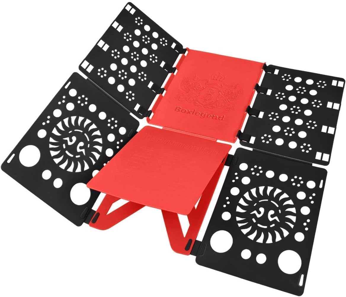 V3 Plieur de Vetement T Shirts Plieur de Linge Enfants et Adultes Planche a Plier Le Linge Noir Rouge