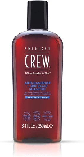 American Crew - Anti-Dandruff + Dry Scalp - Shampoing Antipelliculaire - Soin Cheveux Cuir Chevelu Sec - Soin pour les Cheveux Hydratant - Shampooing contre l'Excès de Sébum - 250 ml