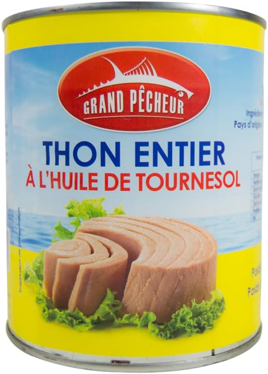 Thon Entier à L'Huile De Tournesol 800g - Grand Pêcheur, Savoureux et Nutritif À l'Huile 800g