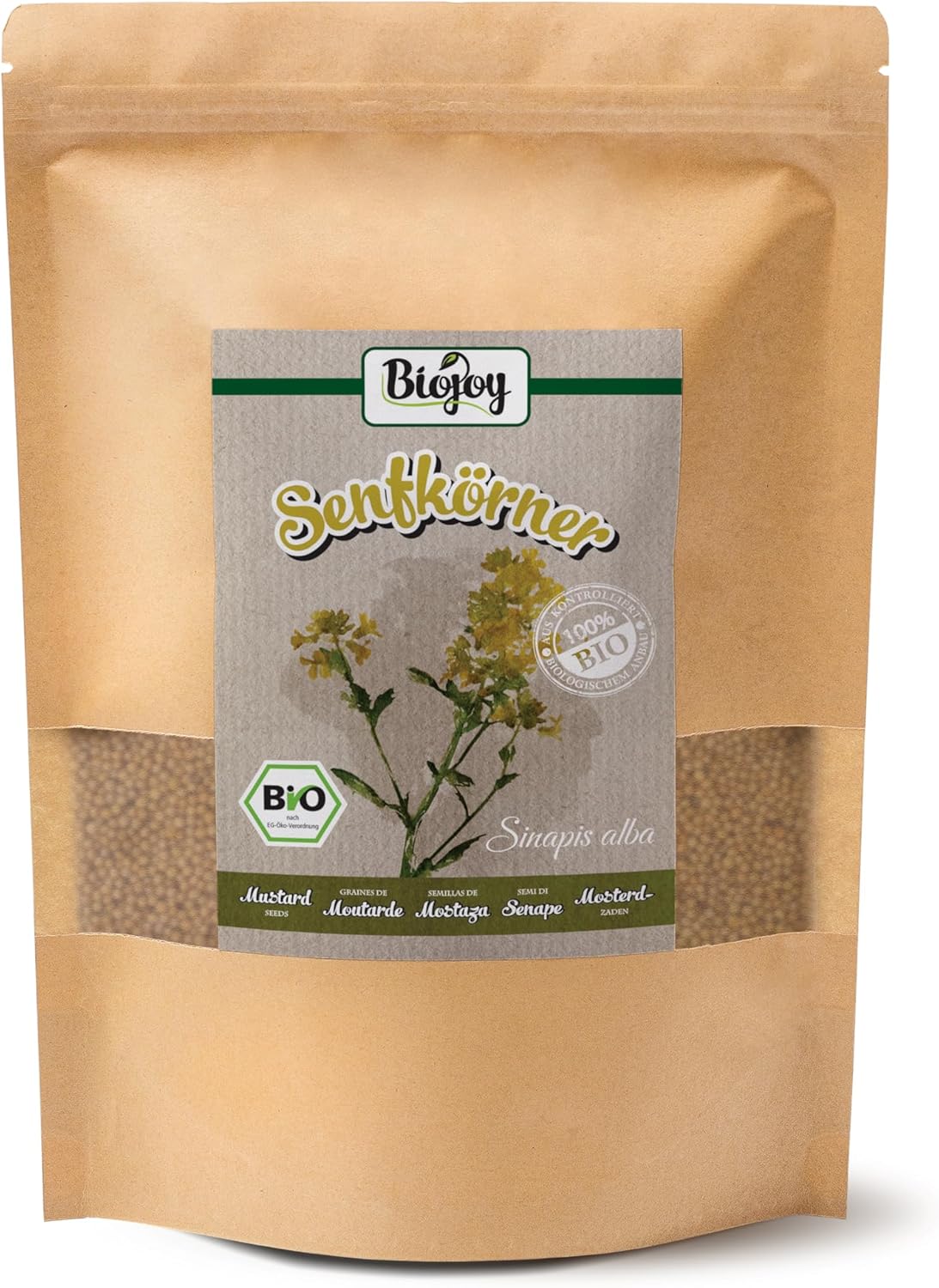 Graines de moutarde jaune BIO (1 kg), séchées et entières (Sinapis alba) 1 kg (Lot de 1)