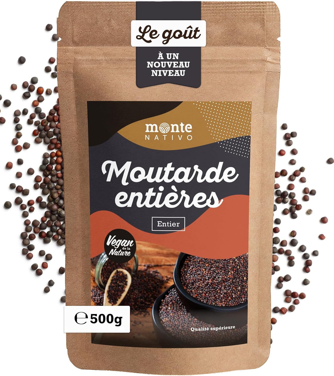 Graines de Moutarde noire Monte Nativo (500g) - Graine de Moutarde - Épices aromatiques séchées avec soin, idéales pour Cuisiner et Assaisonner - Arôme et Goût intenses Graine de Moutarde 500 g (Lot de 1)
