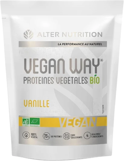 Whey Vegan Bio - Vanille - Prise De Masse - Faible En Matières Grasses - Végétarien - Sans Sucres Ajoutés - Fabriqué En France - 18,2g De Protéines Par Portion - Sachet De 700 g