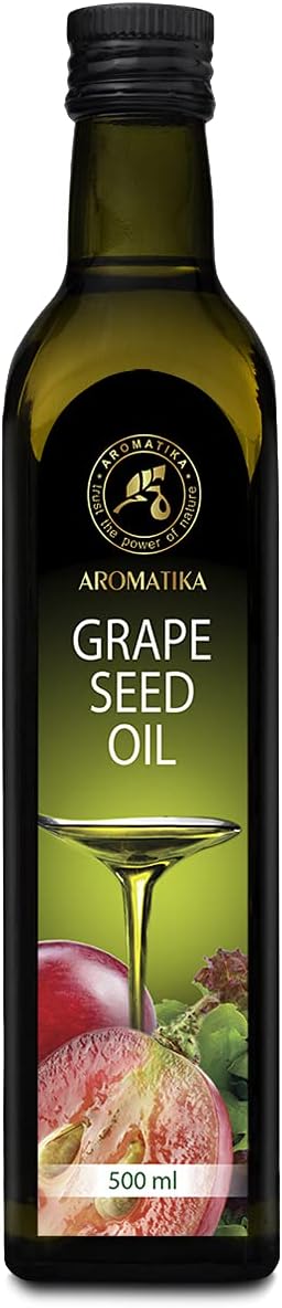 Huile de Pépins de Raisin 500ml - Huile de Cuisine Alimentaite - Huile Comestibles pour la Cuisine - Idéal pour Poêler, Frire Dans la Friteuse, Cuisson et les Vinaigrettes - Huile Culinaire 500 ml (Lot de 1)